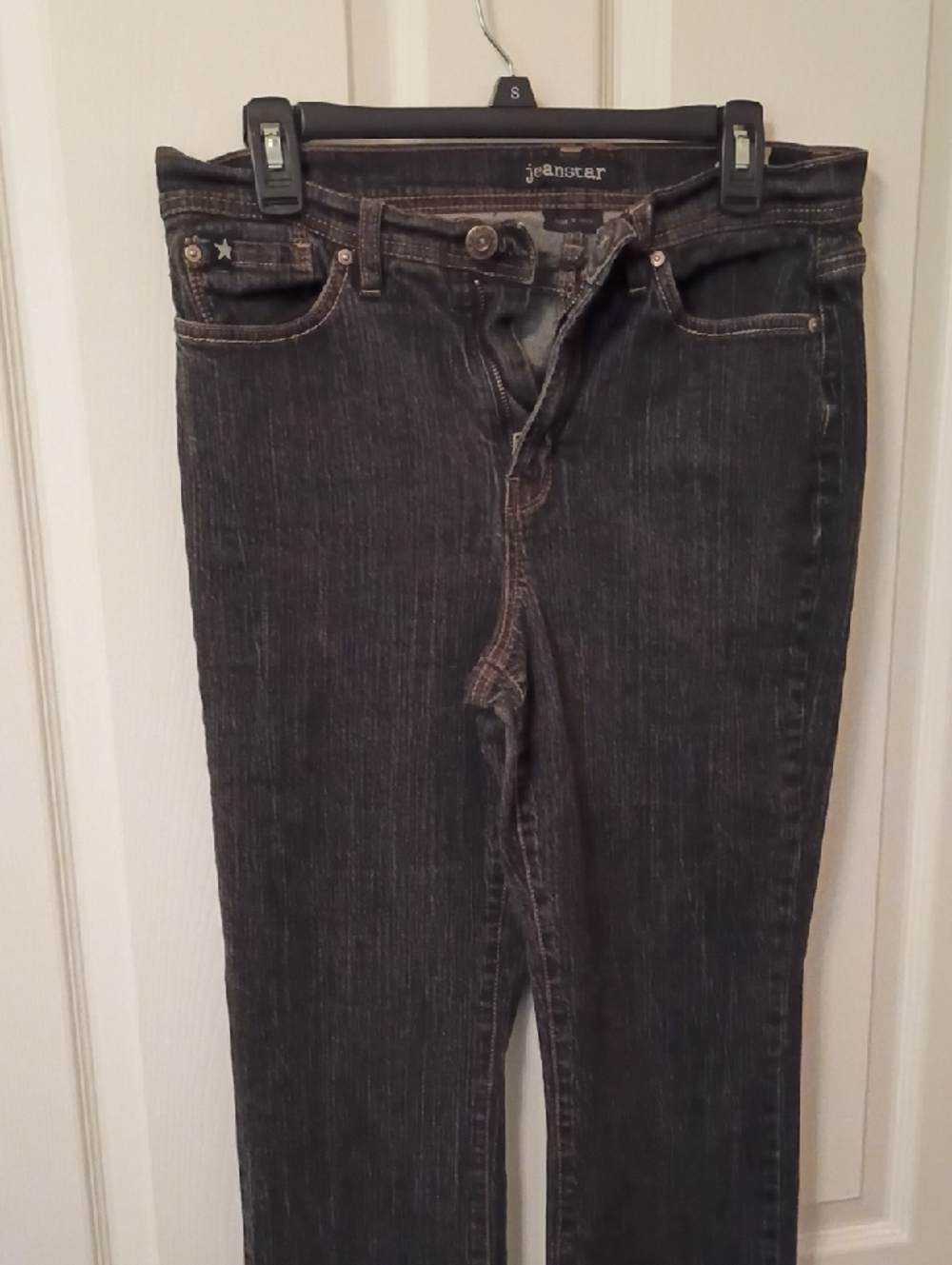 jeanstar charcoal black jeans with subtle whisker